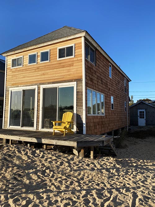 A cedar shake roof and siding job on Long Island